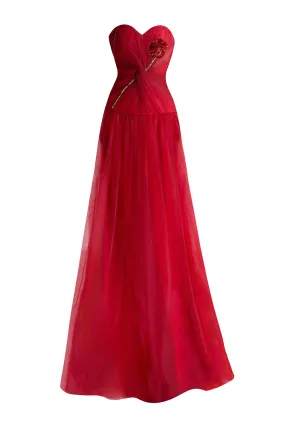 Alena A-line Sweetheart Neck Mesh Floor Length Dress