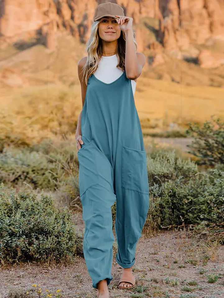 🌼 Double Take Full Size V-Neck Sleeveless Jumpsuit with Pockets 🌼