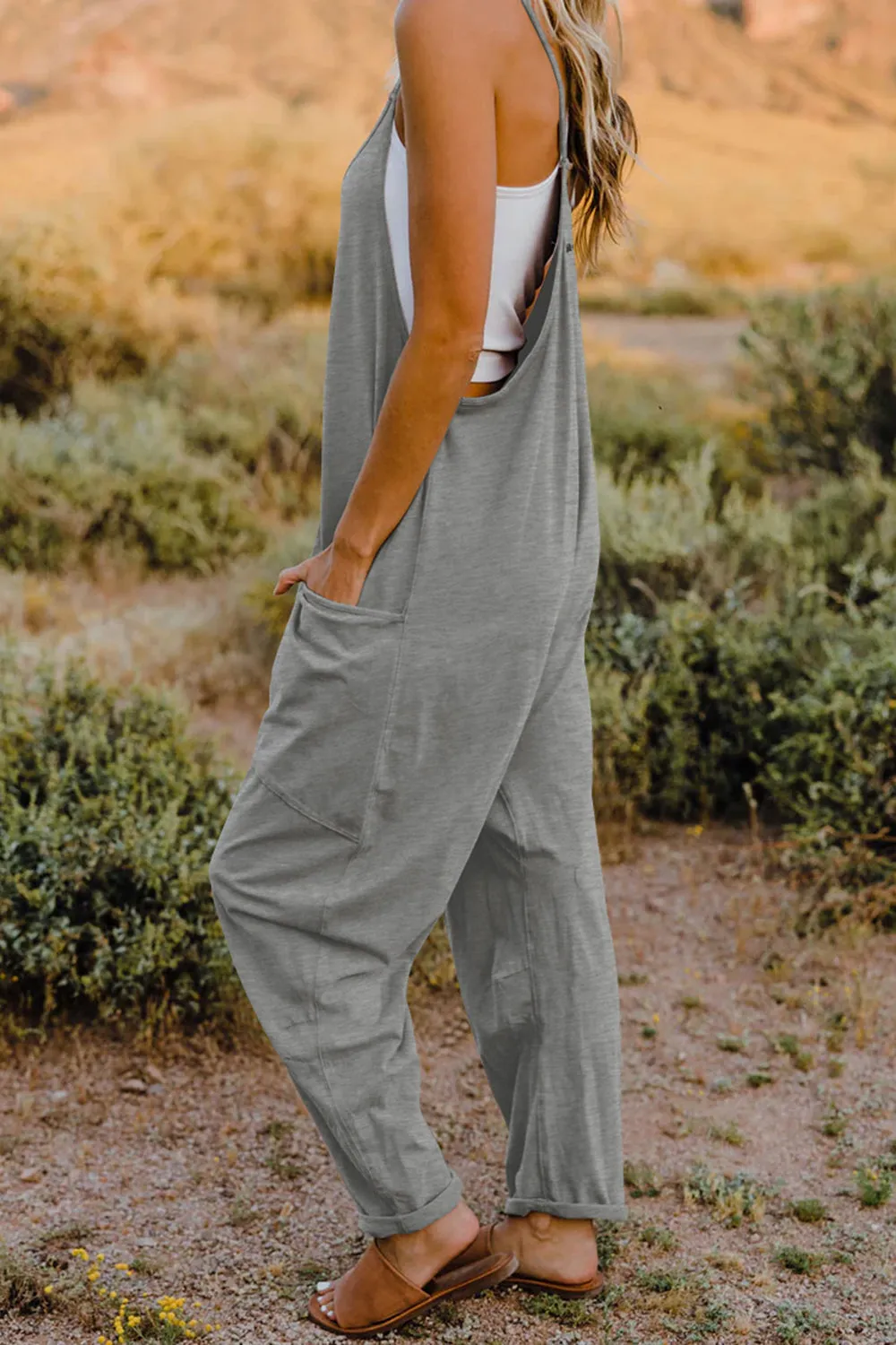 🌼 Double Take Full Size V-Neck Sleeveless Jumpsuit with Pockets 🌼