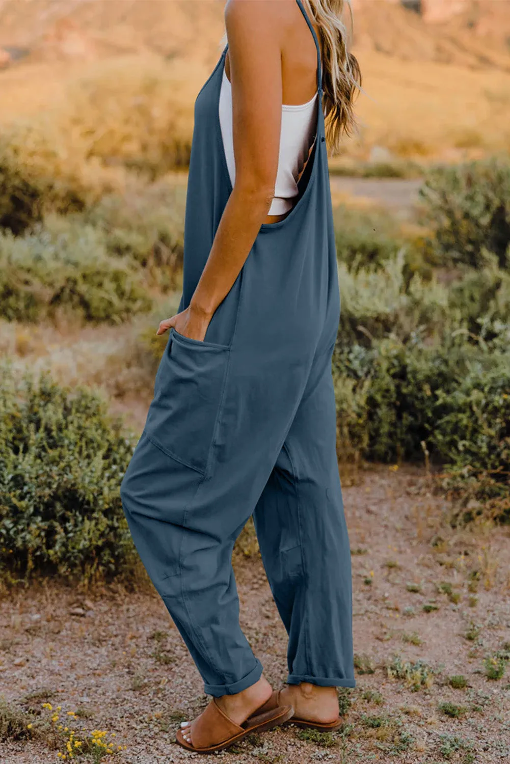 🌼 Double Take Full Size V-Neck Sleeveless Jumpsuit with Pockets 🌼