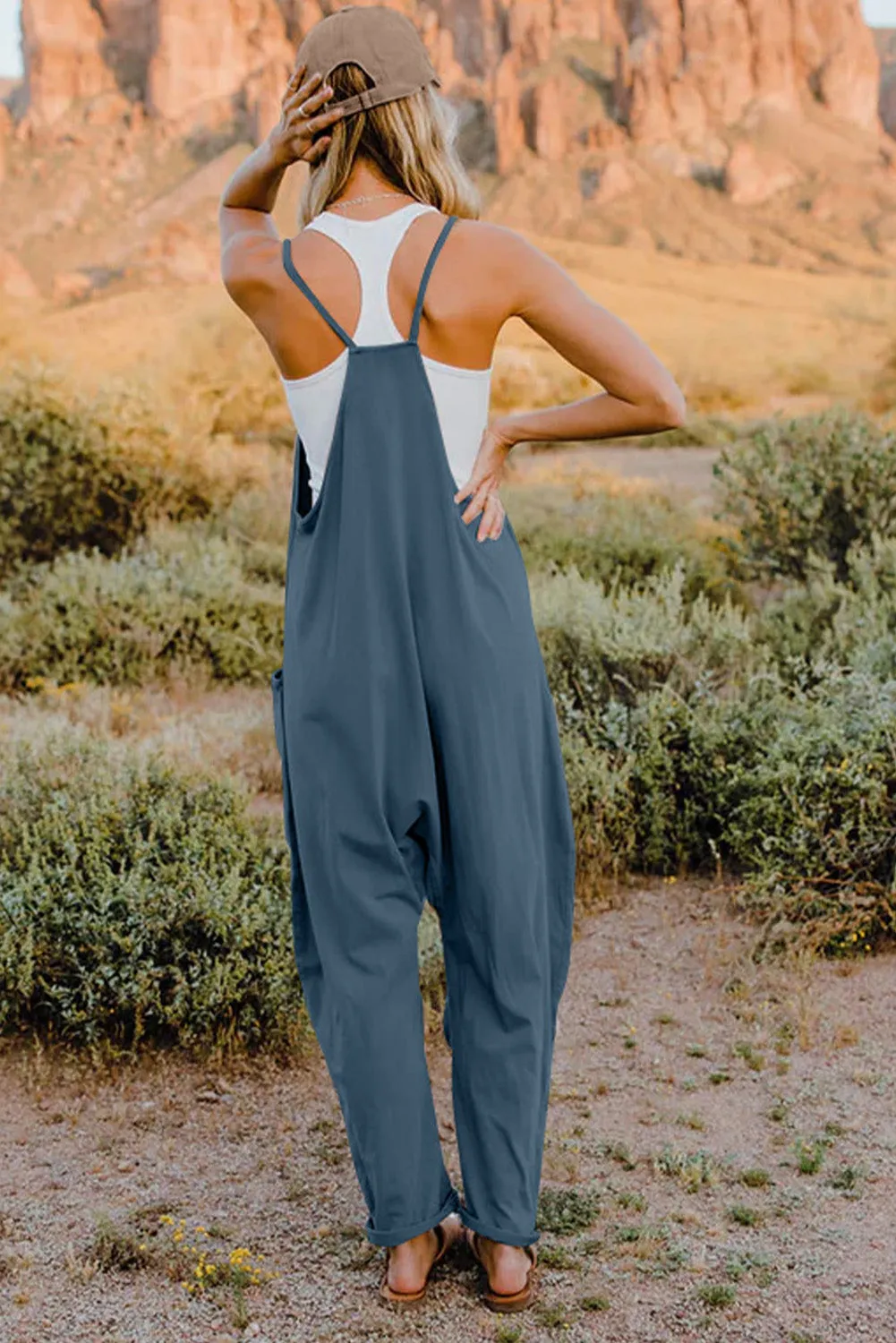 🌼 Double Take Full Size V-Neck Sleeveless Jumpsuit with Pockets 🌼