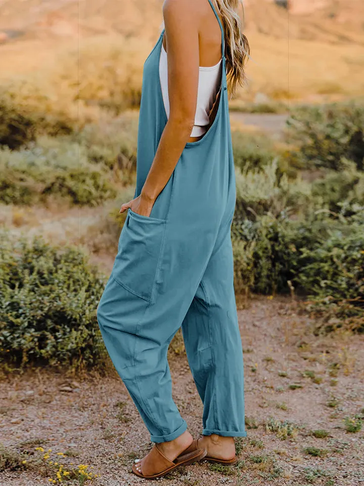 🌼 Double Take Full Size V-Neck Sleeveless Jumpsuit with Pockets 🌼