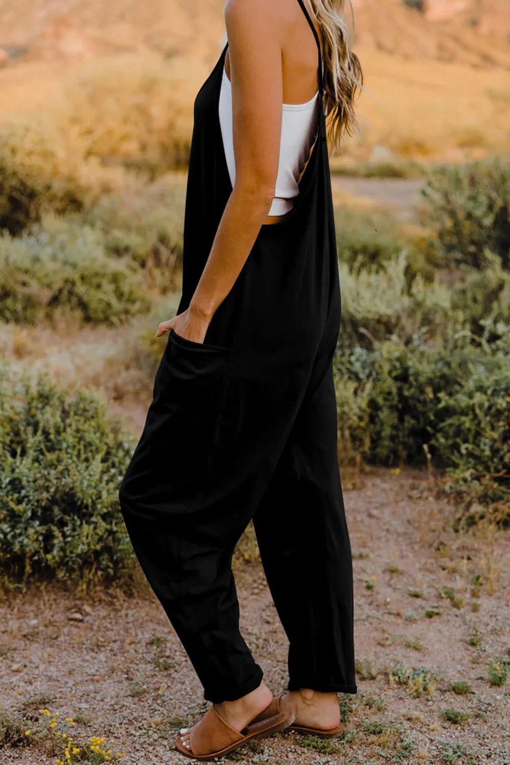 🌼 Double Take Full Size V-Neck Sleeveless Jumpsuit with Pockets 🌼