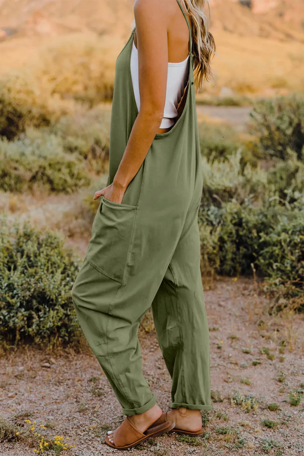 🌼 Double Take Full Size V-Neck Sleeveless Jumpsuit with Pockets 🌼