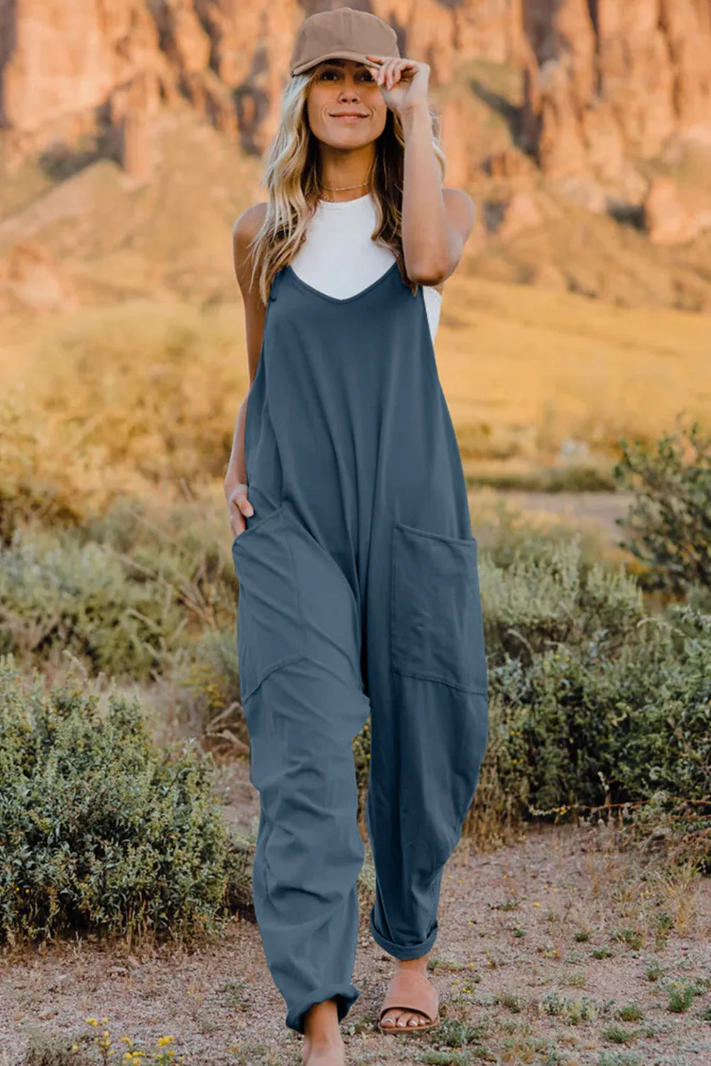 🌼 Double Take Full Size V-Neck Sleeveless Jumpsuit with Pockets 🌼