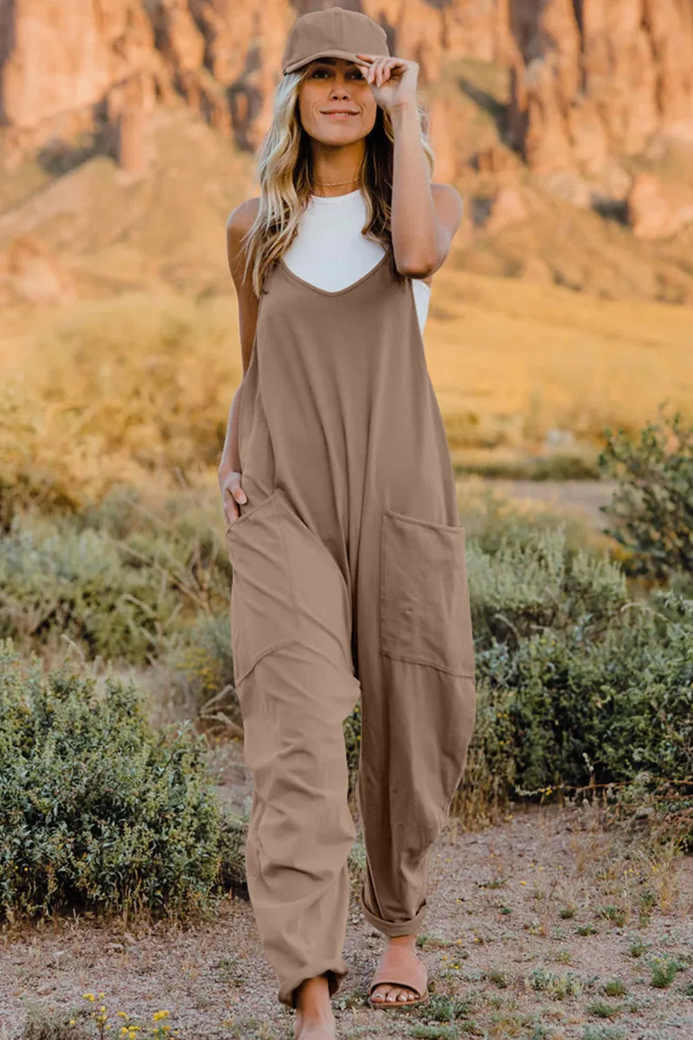 🌼 Double Take Full Size V-Neck Sleeveless Jumpsuit with Pockets 🌼