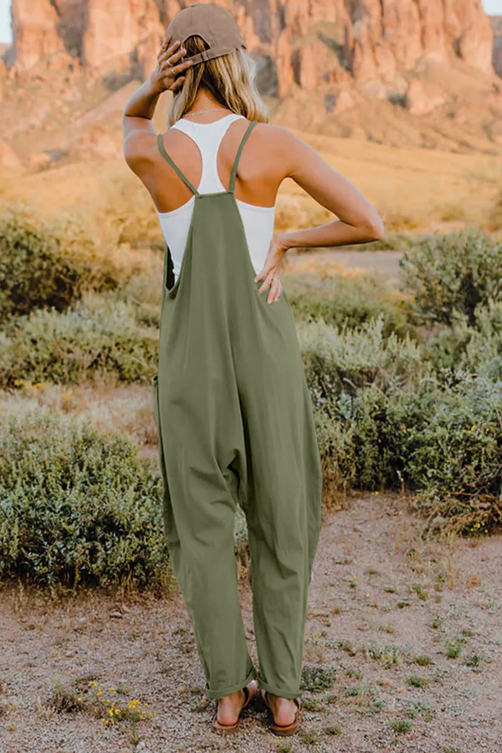 🌼 Double Take Full Size V-Neck Sleeveless Jumpsuit with Pockets 🌼