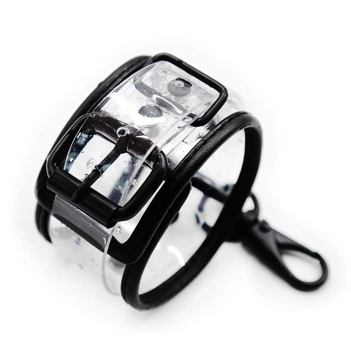 1829MQ      Clearly Comfy Wrist Cuffs with Black Hardware, Padded Edge and Connection Clips