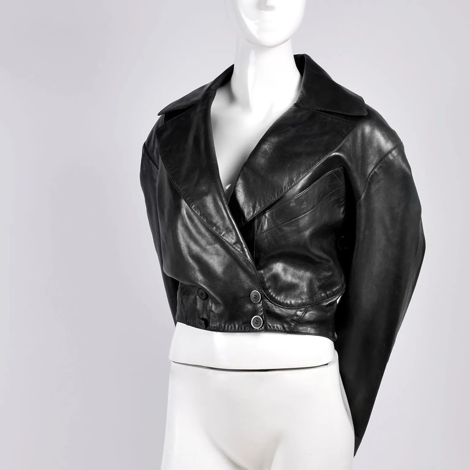 1980s Azzedine Alaia Vintage Jacket in Black Leather French Size 38