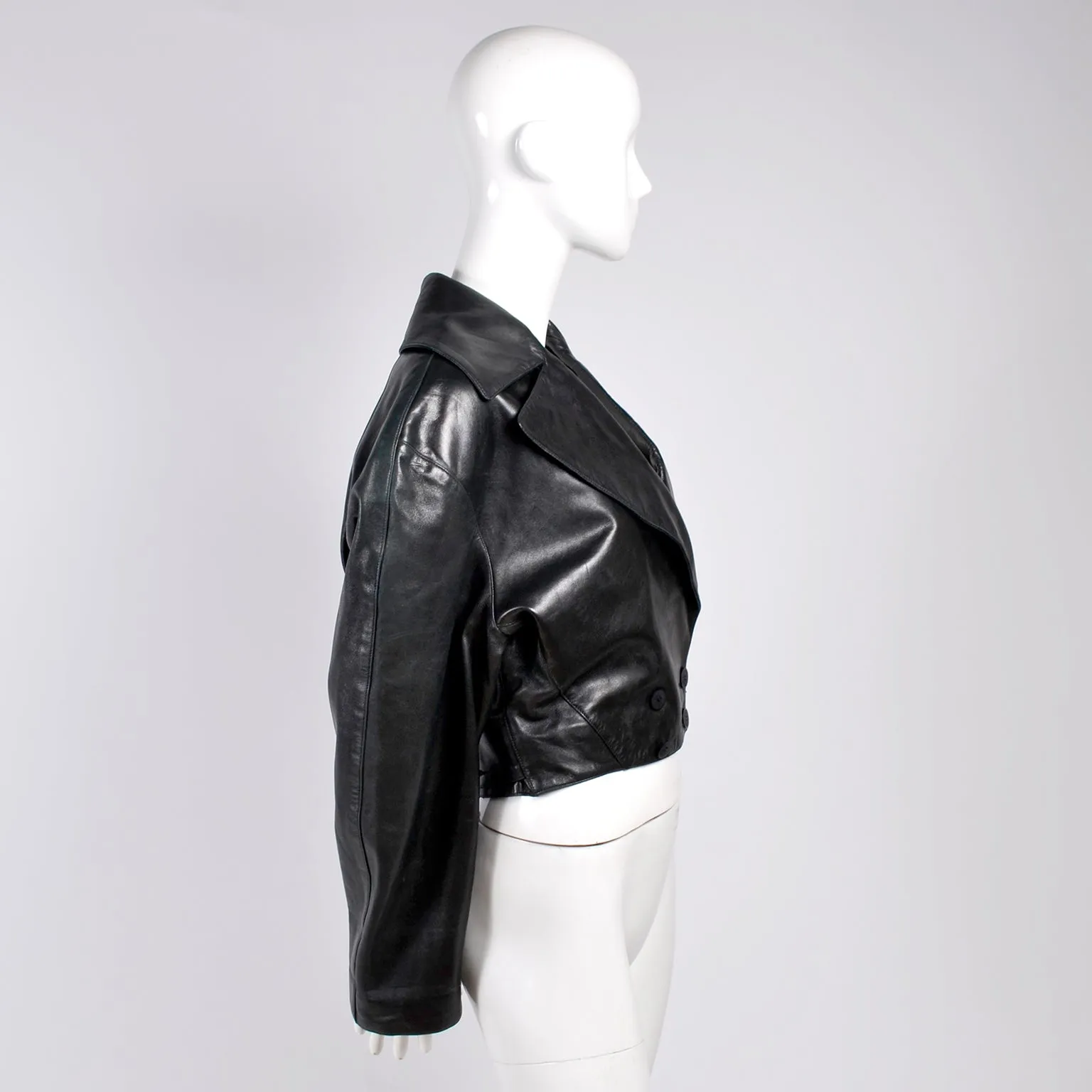 1980s Azzedine Alaia Vintage Jacket in Black Leather French Size 38