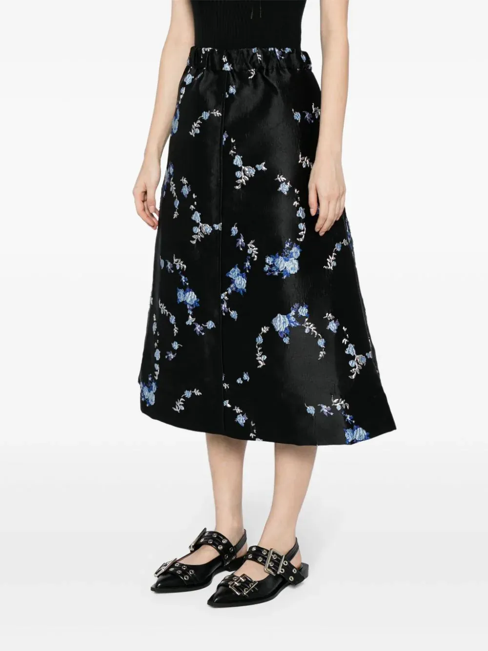 3D Jacquard Elasticated Midi Skirt