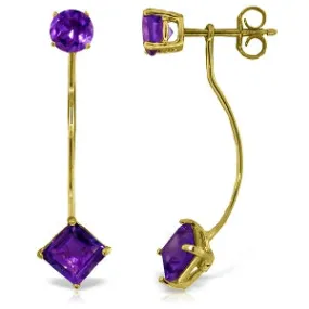 4.15 Carat 14K Solid Yellow Gold Stud Drops Earrings Natural Amethyst