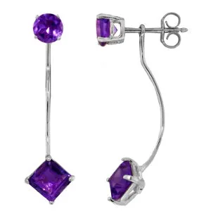 4.15 Carat 14K Solid Yellow Gold Stud Drops Earrings Natural Amethyst