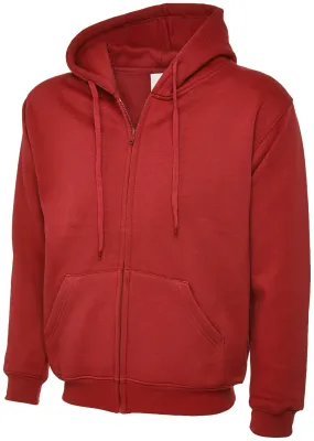 Adults Classic Full Zip Hooded Sweatshirt | Red