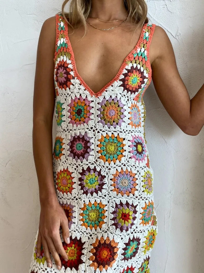 Alemais Crochet Midi Dress in Multi