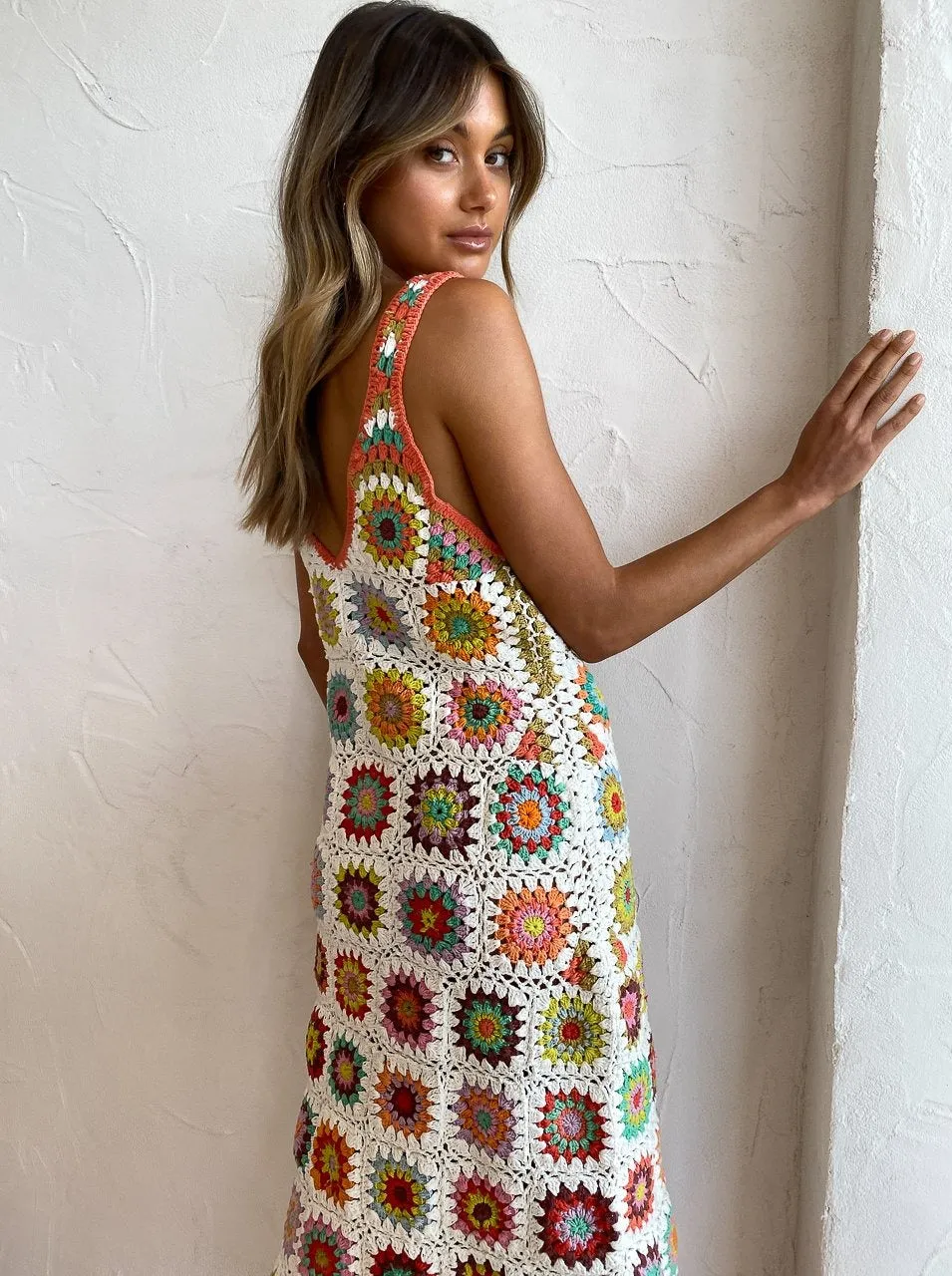 Alemais Crochet Midi Dress in Multi