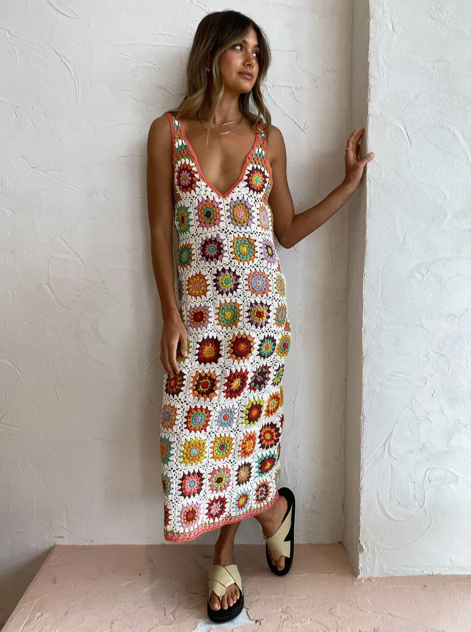 Alemais Crochet Midi Dress in Multi