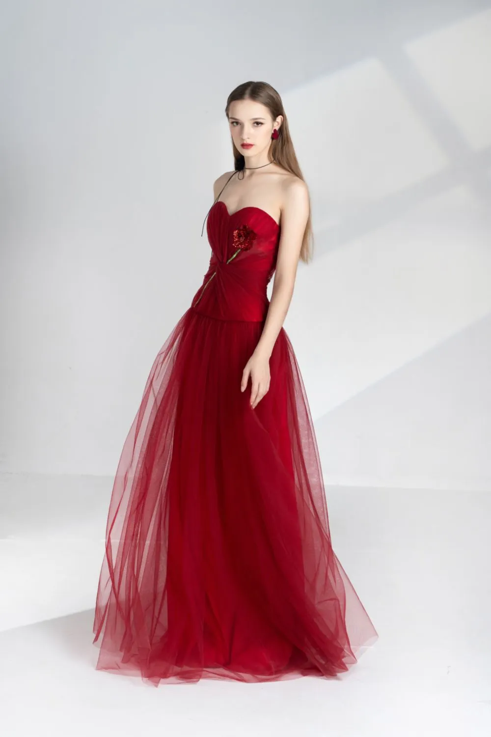 Alena A-line Sweetheart Neck Mesh Floor Length Dress