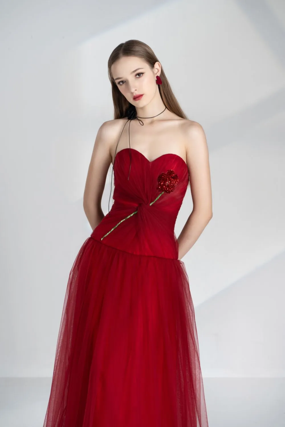 Alena A-line Sweetheart Neck Mesh Floor Length Dress