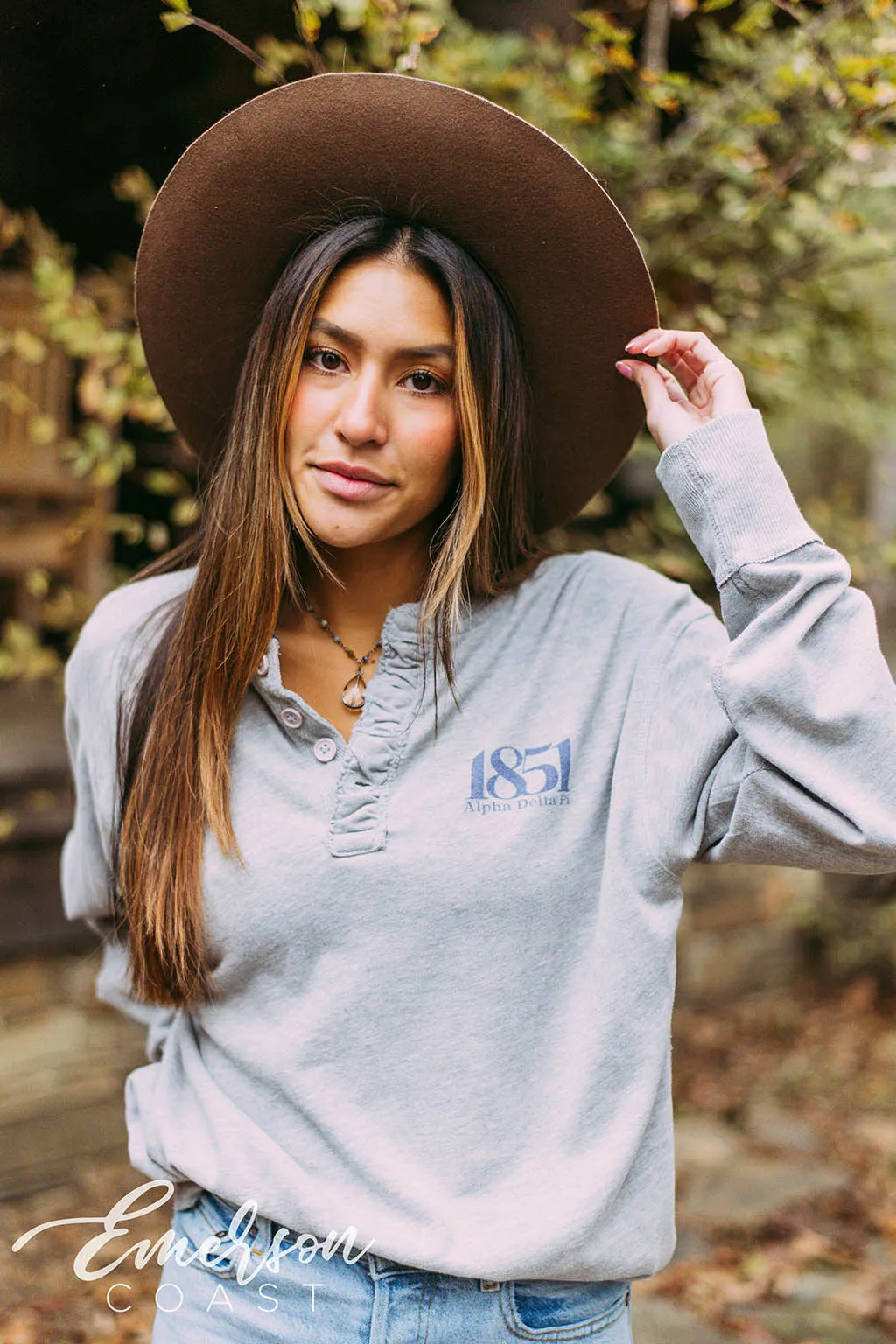 Alpha Delta Pi 1851 Gray Thermal Henley