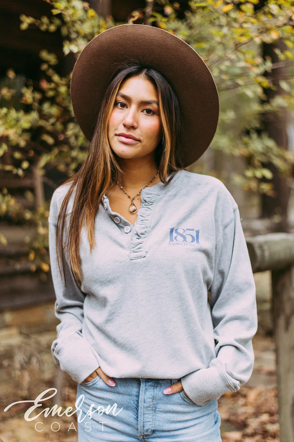 Alpha Delta Pi 1851 Gray Thermal Henley