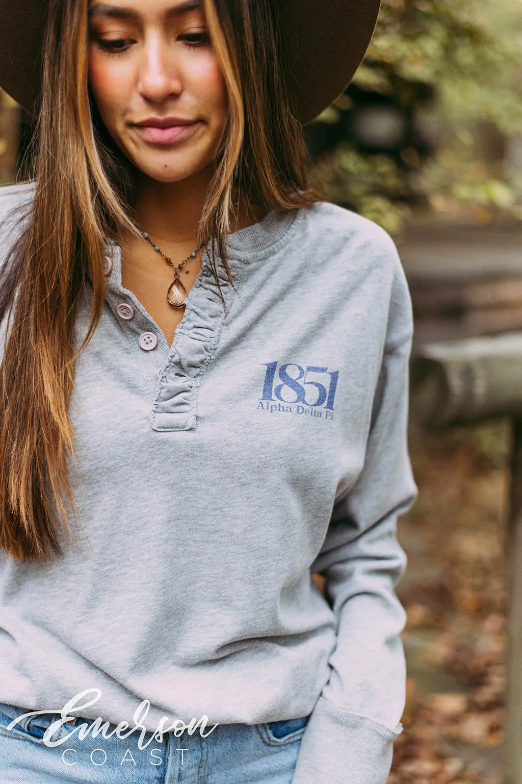 Alpha Delta Pi 1851 Gray Thermal Henley