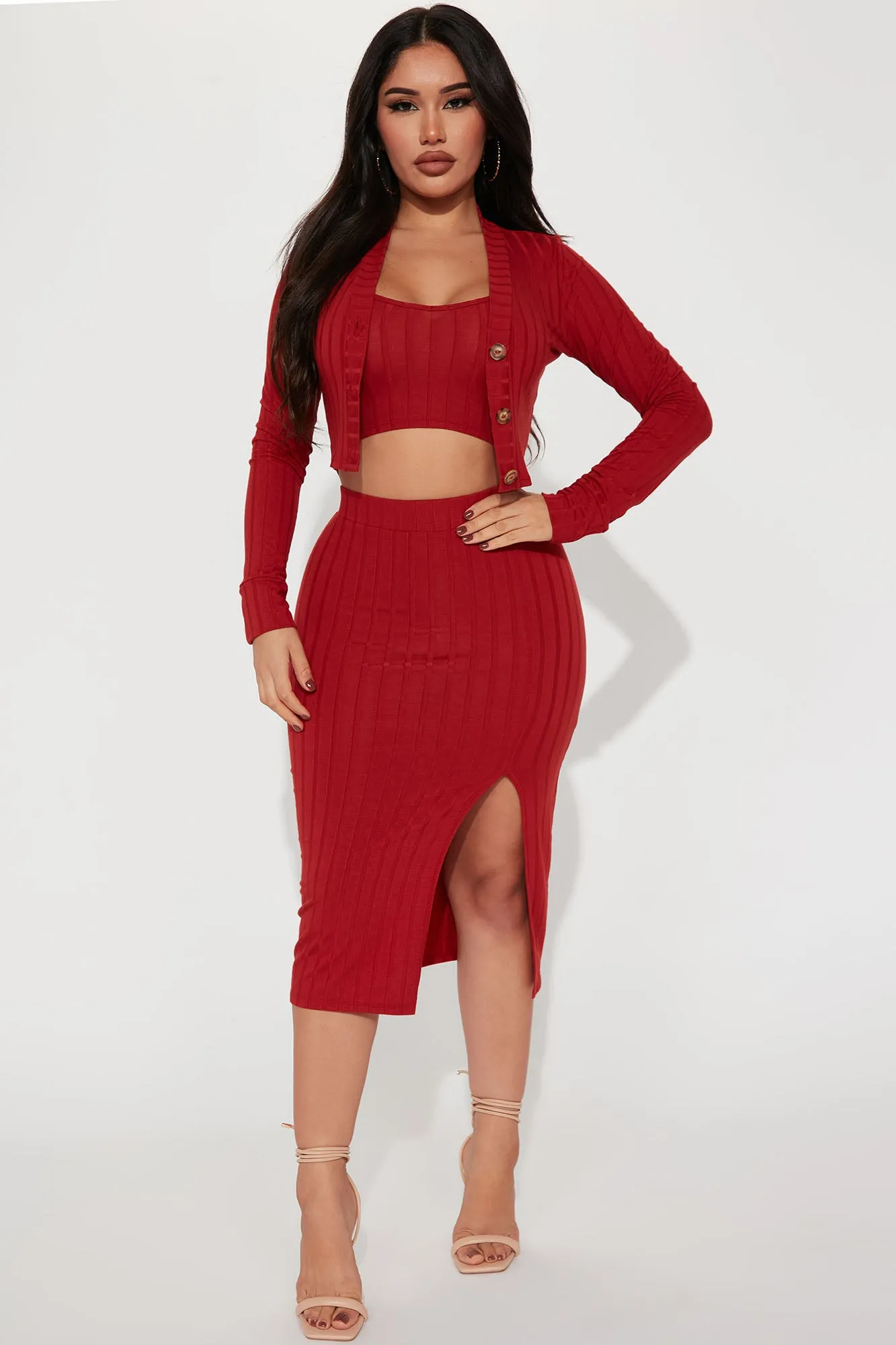 Always There 3 Piece Skirt Set - Rust