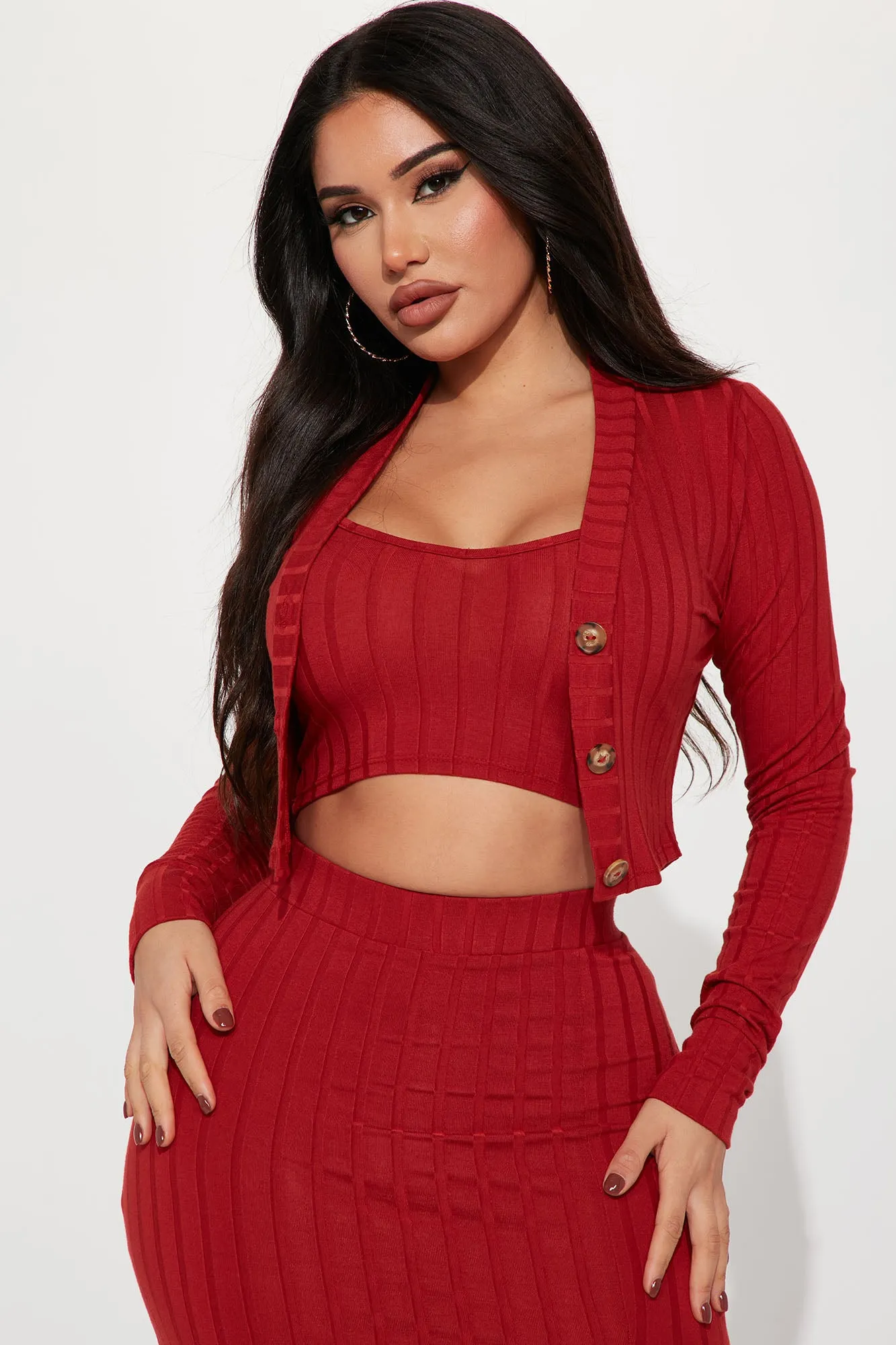 Always There 3 Piece Skirt Set - Rust