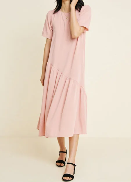 Asymmetric Pink Swing Dress