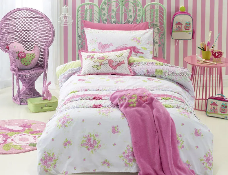 Aviary Shabby Chic Girls Floral Quilt Cover Set Sale