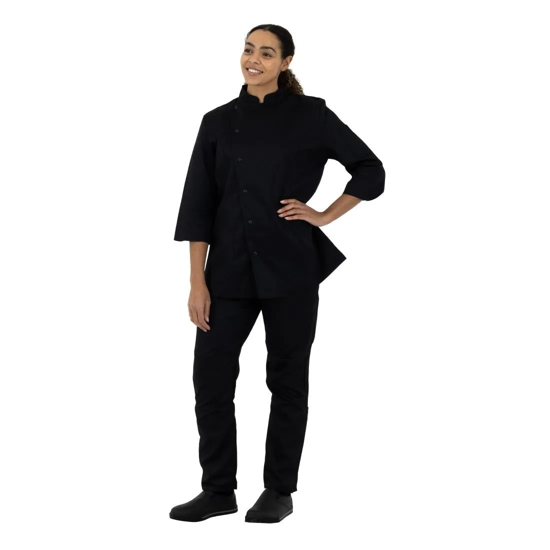 BA110-L Whites Ladies Fitted Chef Jacket Black Size L