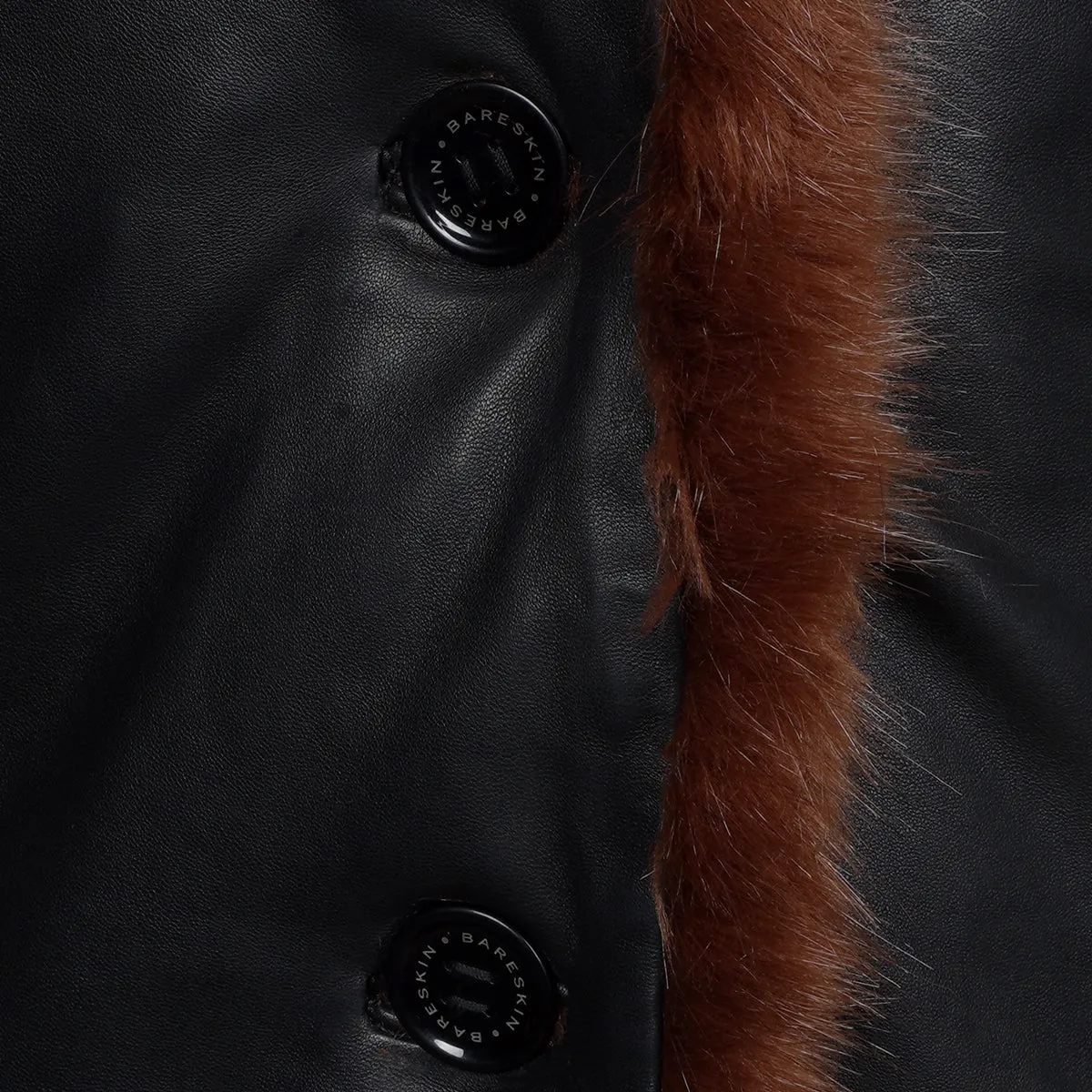 Backside Hand Painted Tiger Eyes With Super Soft Classic Fur Collar Black Leather Coat For Men By Brun & Bareskin