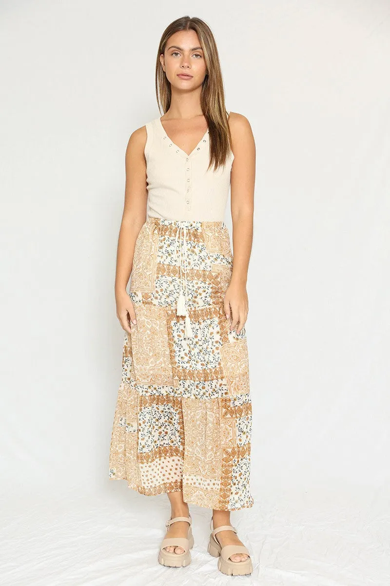 Bandana print maxi skirt