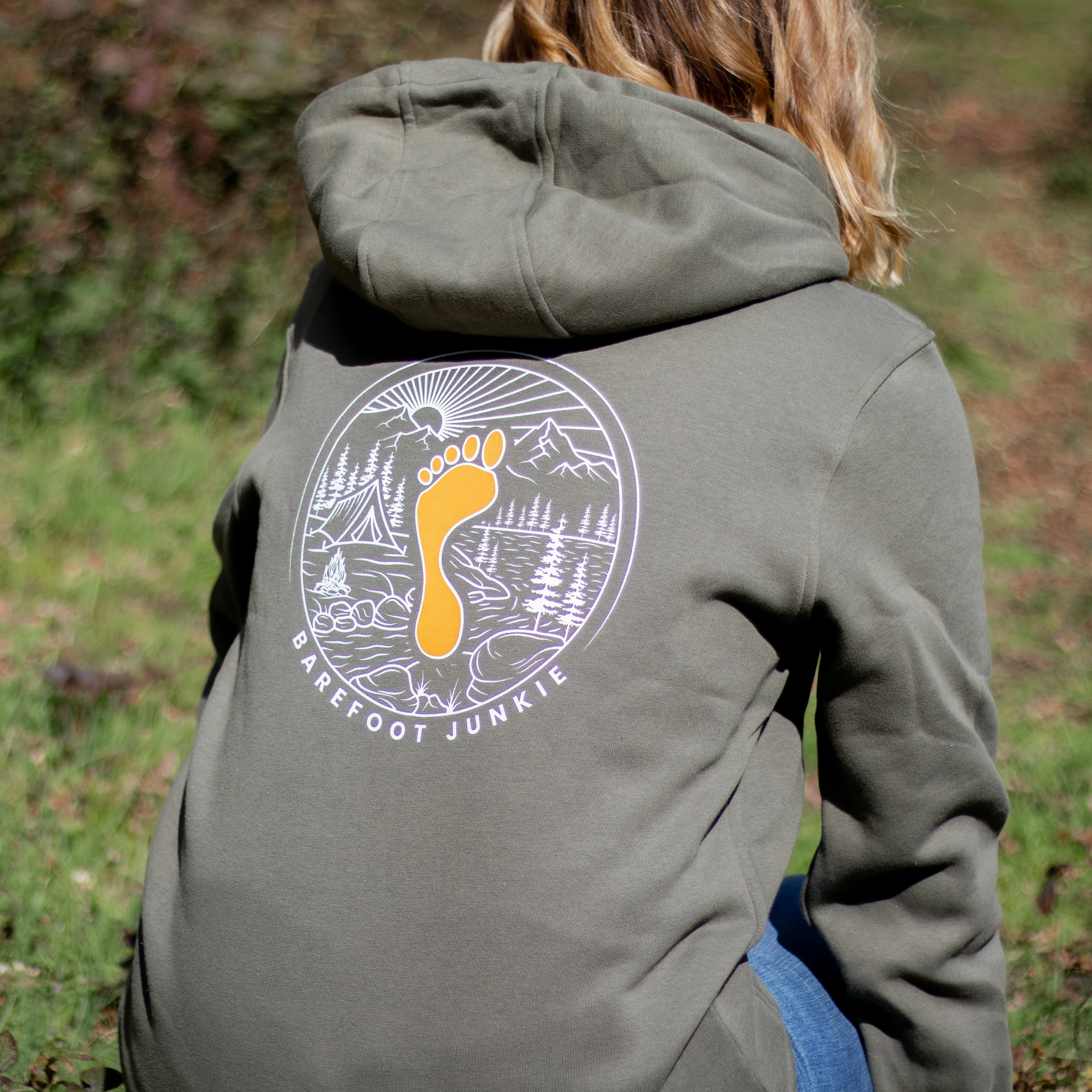 Barefoot Junkie Explore Hoodie Olive (Unisex Fit)