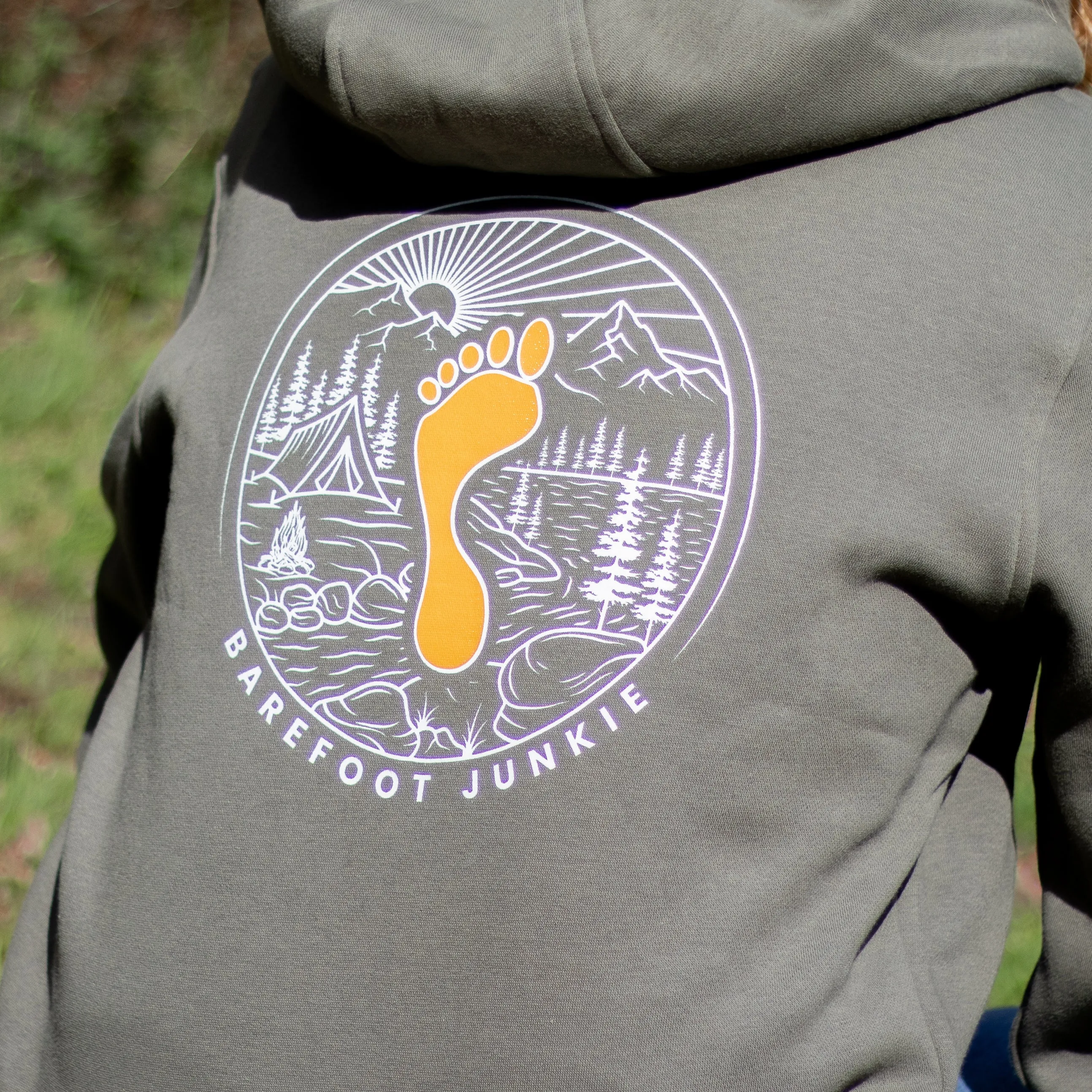 Barefoot Junkie Explore Hoodie Olive (Unisex Fit)