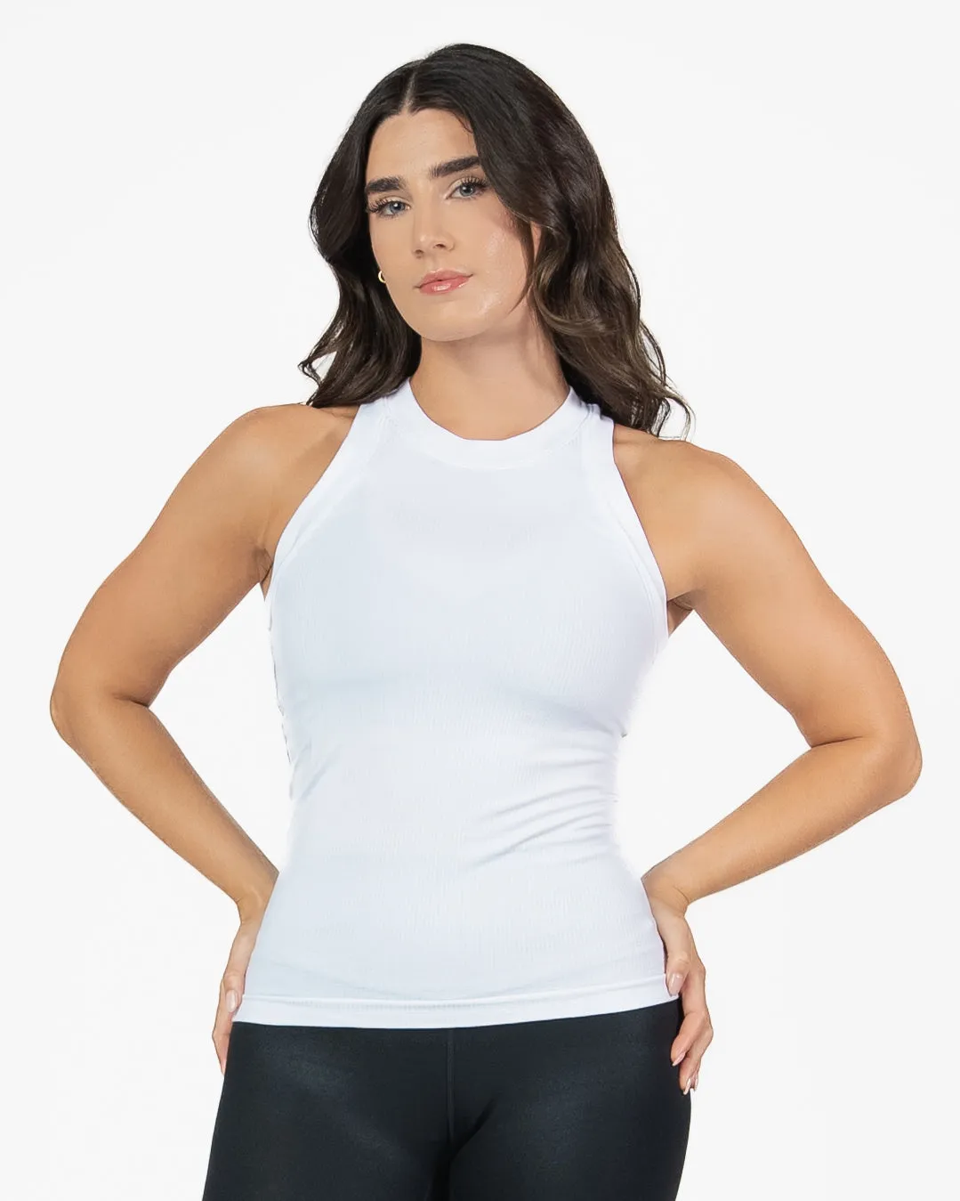 Bella Ribbed Tank - White