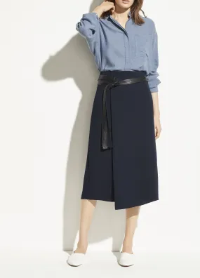 Belted Wrap Skirt in Marine