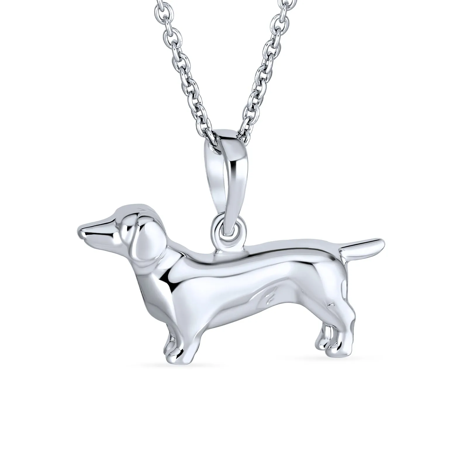 BFF Proud Poodle Puppy Dog Necklace Cubic Zirconia .925 Sterling Silver