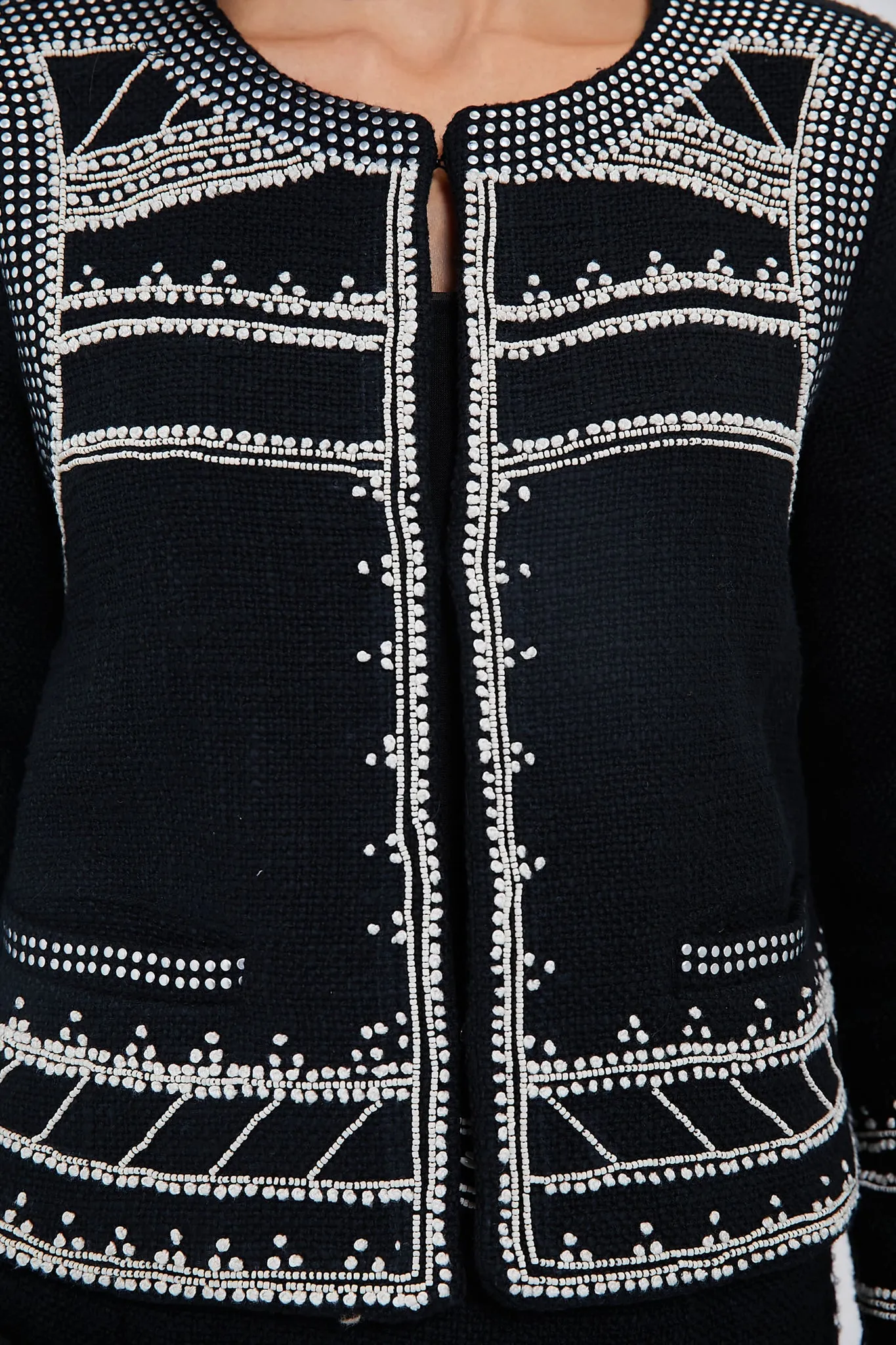 Black Mille Embroidery Long Sleeve Jacket