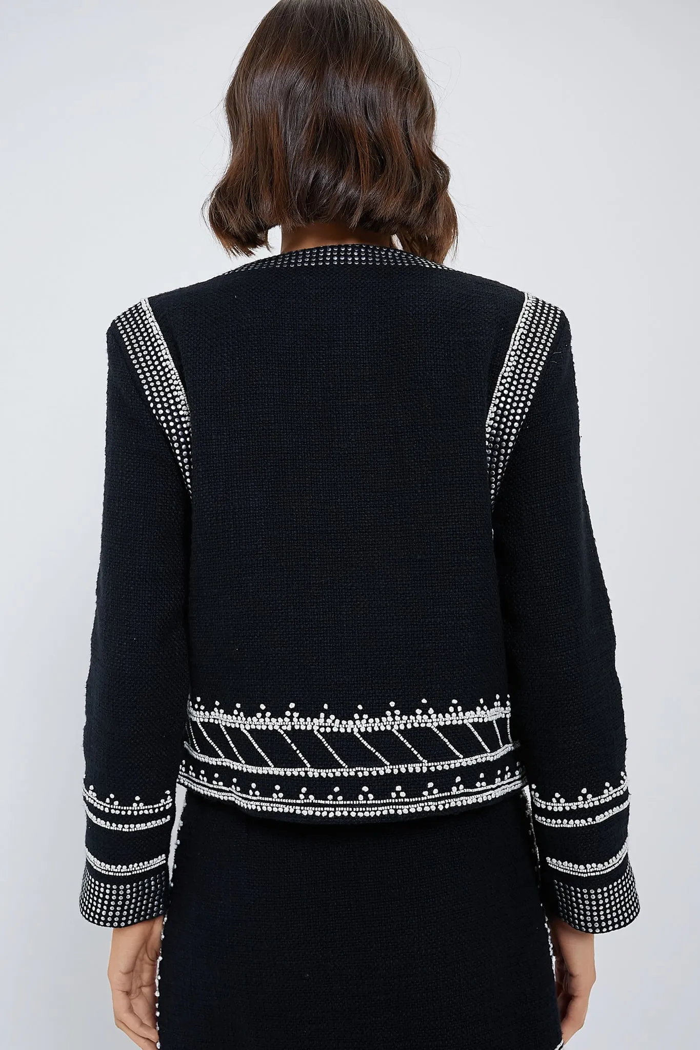 Black Mille Embroidery Long Sleeve Jacket