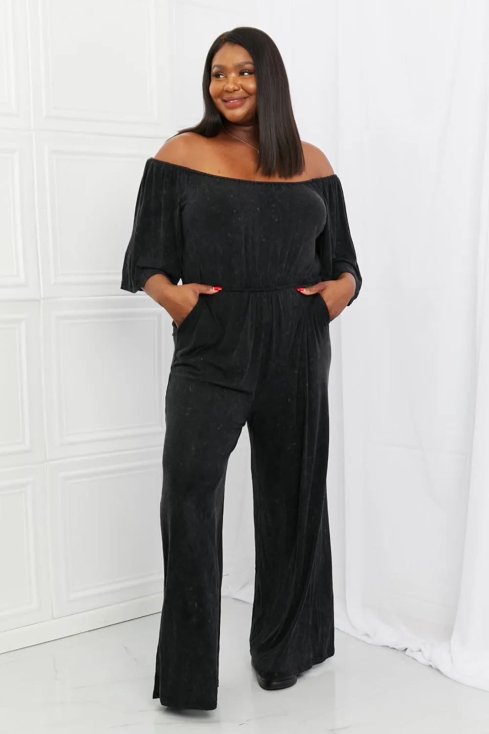 Black Vintage Wash Jumpsuit