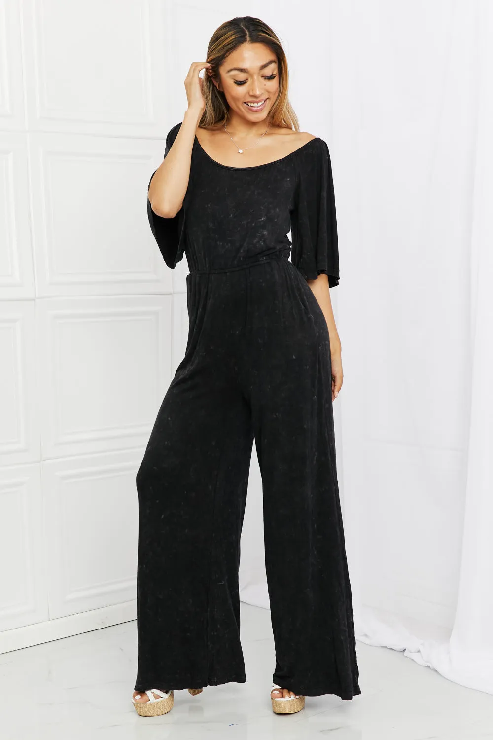 Black Vintage Wash Jumpsuit