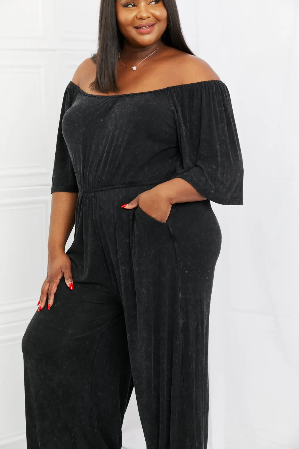 Black Vintage Wash Jumpsuit