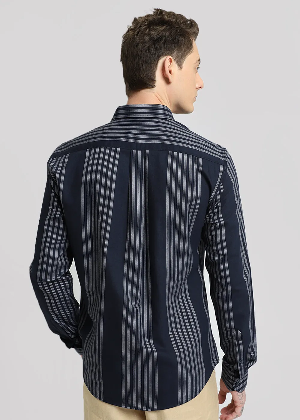 Blue Oxford Stripe Cotton Shirt