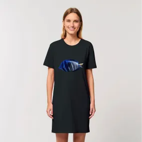 Blue Striped Fish Organic T-Shirt Dress