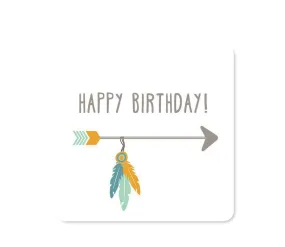 Boho Chic Tribal Birthday Square Label Stickers