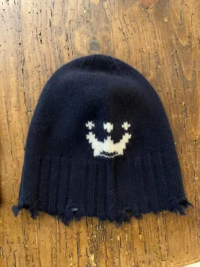 Brazeau Tricot Navy Cashmere Crown Beanie