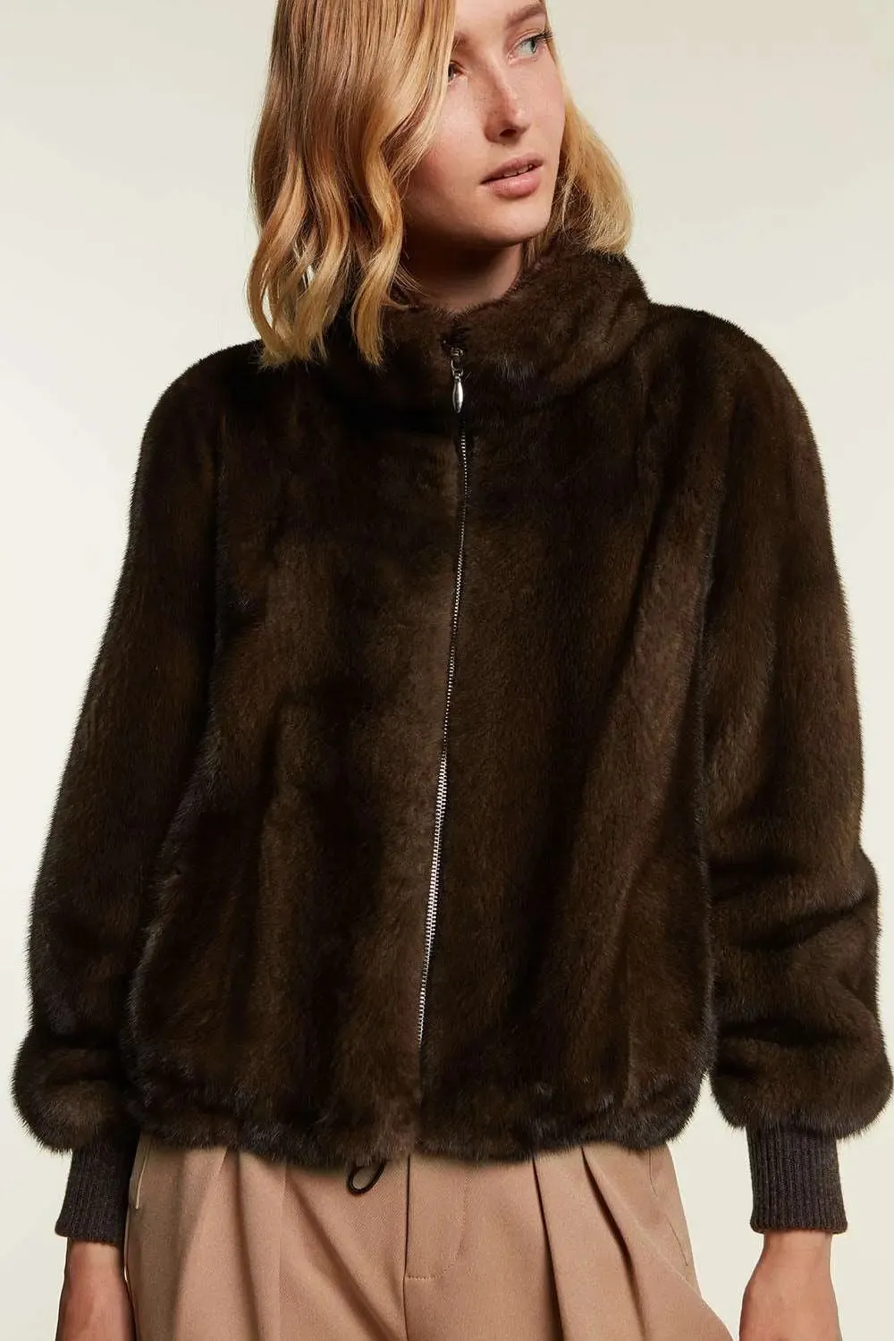 Brown mink jacket womens