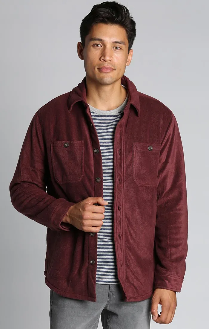 Burgundy Sherpa Polar Fleece Shirt Jacket