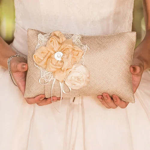 BURLAP CHIC RING PILLOW